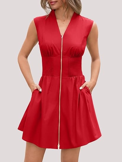 HOT SALE Women's Utility Style Zip Front Tank Dress