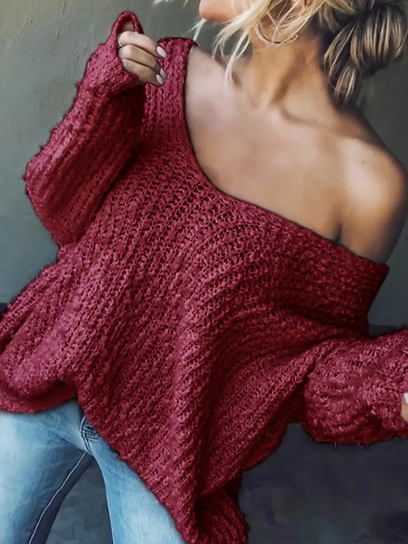 HOT SALE Women's Off-the-Shoulder Sweater Loose Lightweight Pullover Top