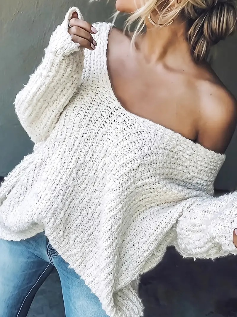 HOT SALE Women's Off-the-Shoulder Sweater Loose Lightweight Pullover Top