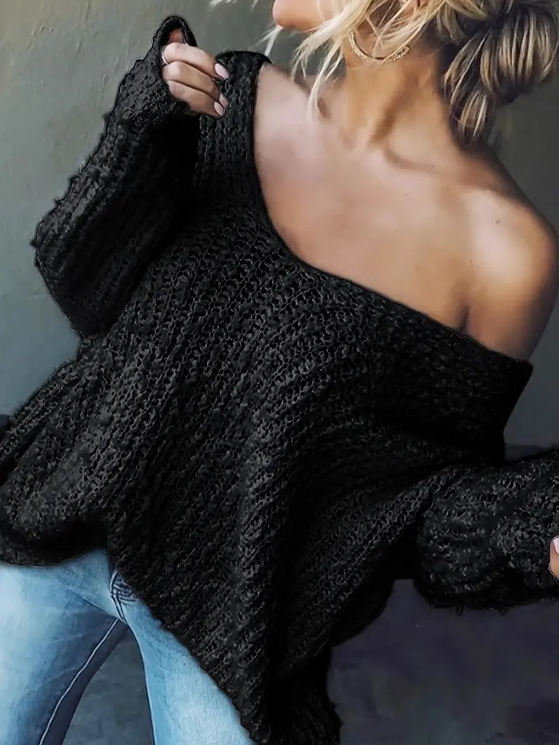 HOT SALE Women's Off-the-Shoulder Sweater Loose Lightweight Pullover Top