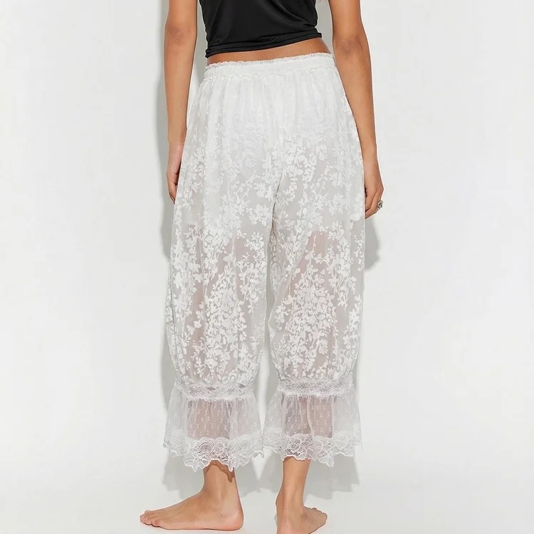 Women's Elegant Ruffled Lace Trim Bloomers Pants