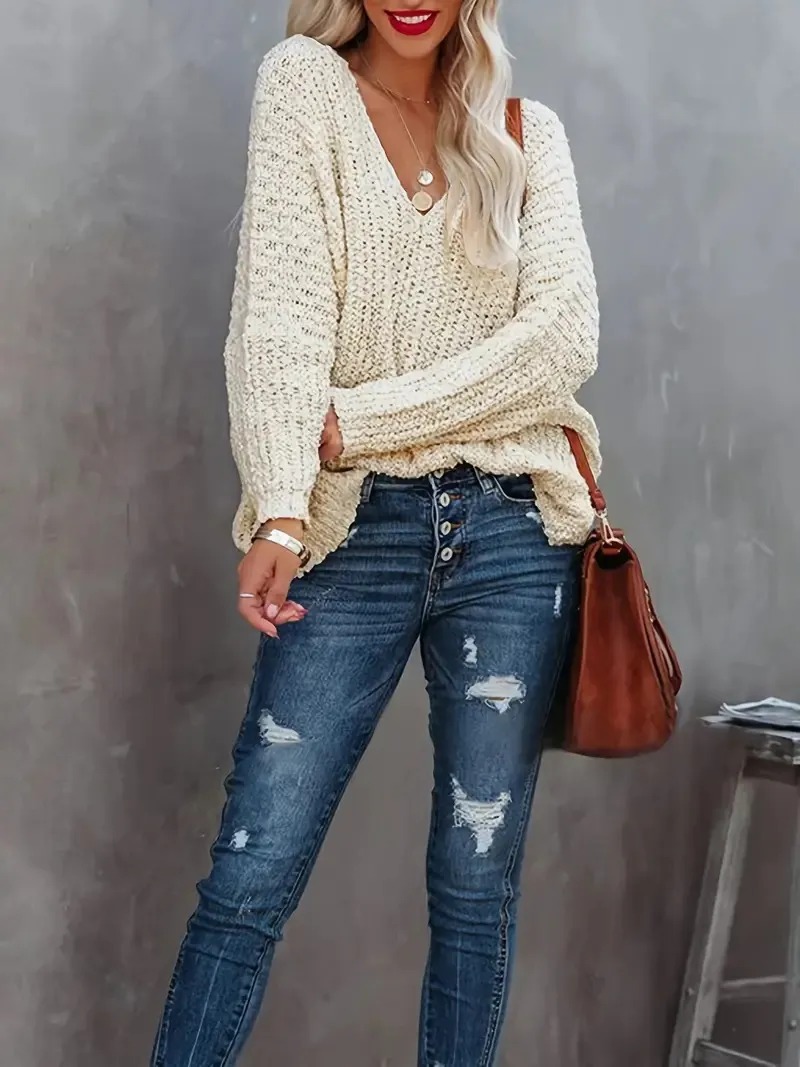 HOT SALE Women's Off-the-Shoulder Sweater Loose Lightweight Pullover Top