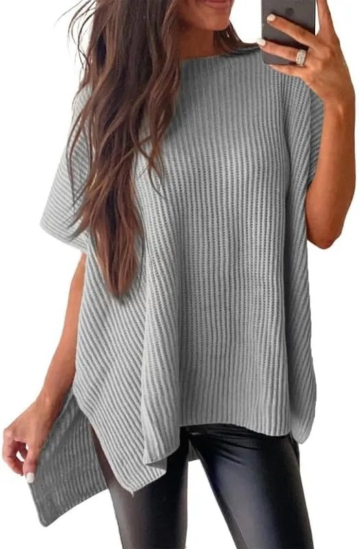 HOT SALE Women's Lightweight Knit Batwing Short Sleeve Sweater