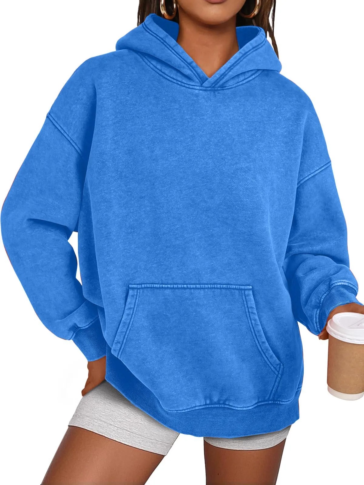 HOT SALE Womens Acid Wash Hoodie Oversized Long Sleeve Fall Fashion Sweatshirts