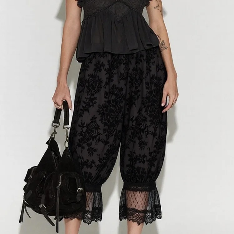 Women's Elegant Ruffled Lace Trim Bloomers Pants