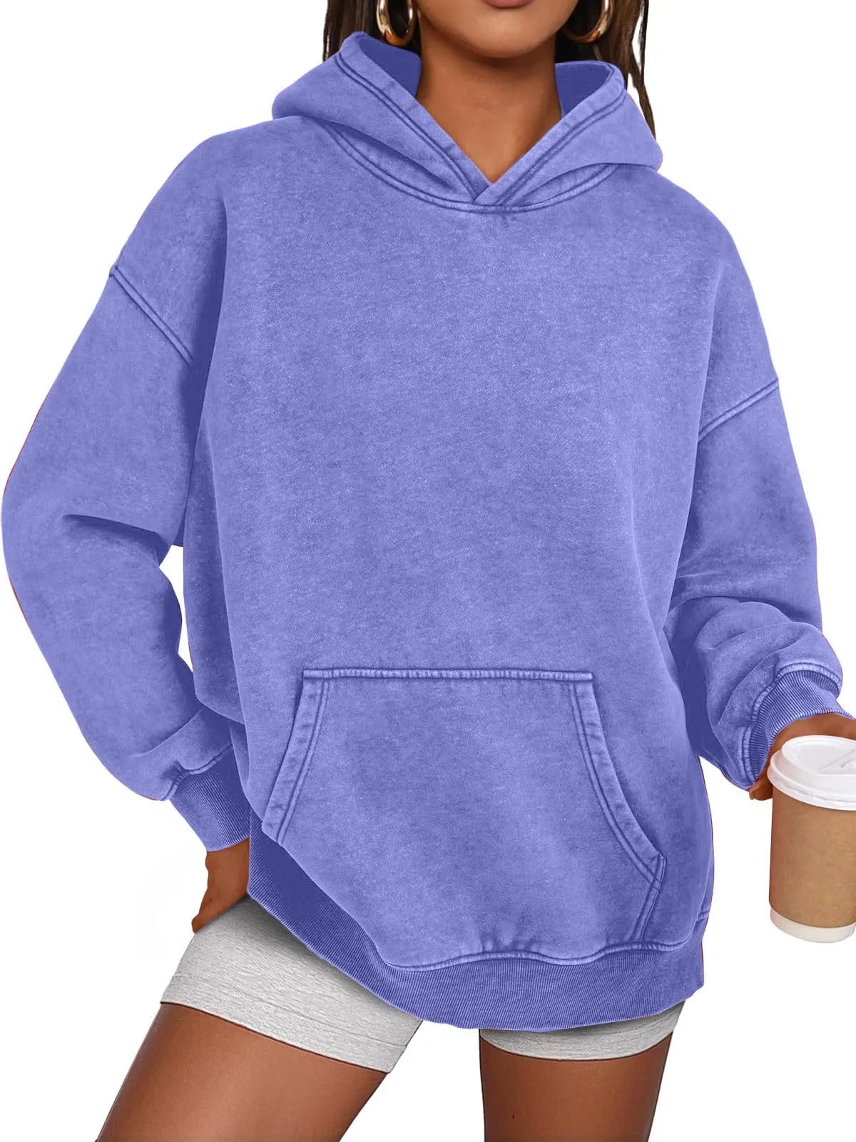 HOT SALE Womens Acid Wash Hoodie Oversized Long Sleeve Fall Fashion Sweatshirts
