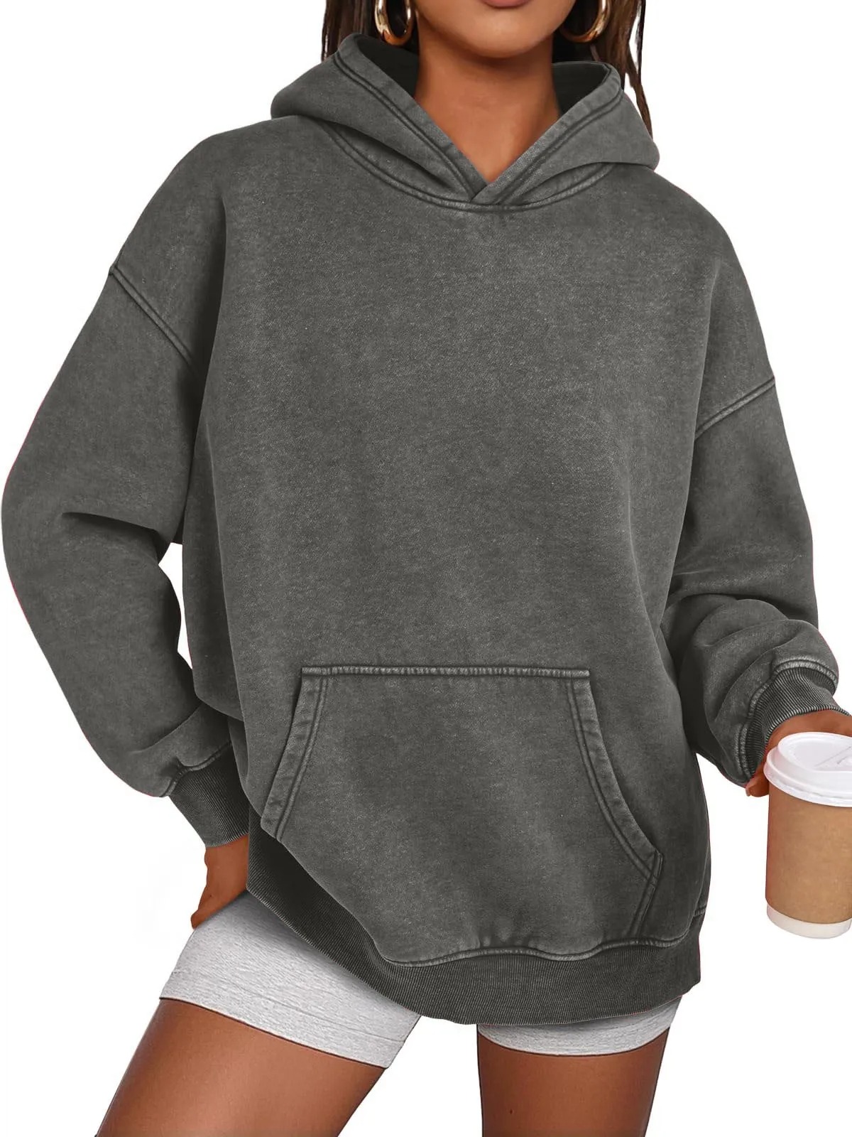 HOT SALE Womens Acid Wash Hoodie Oversized Long Sleeve Fall Fashion Sweatshirts