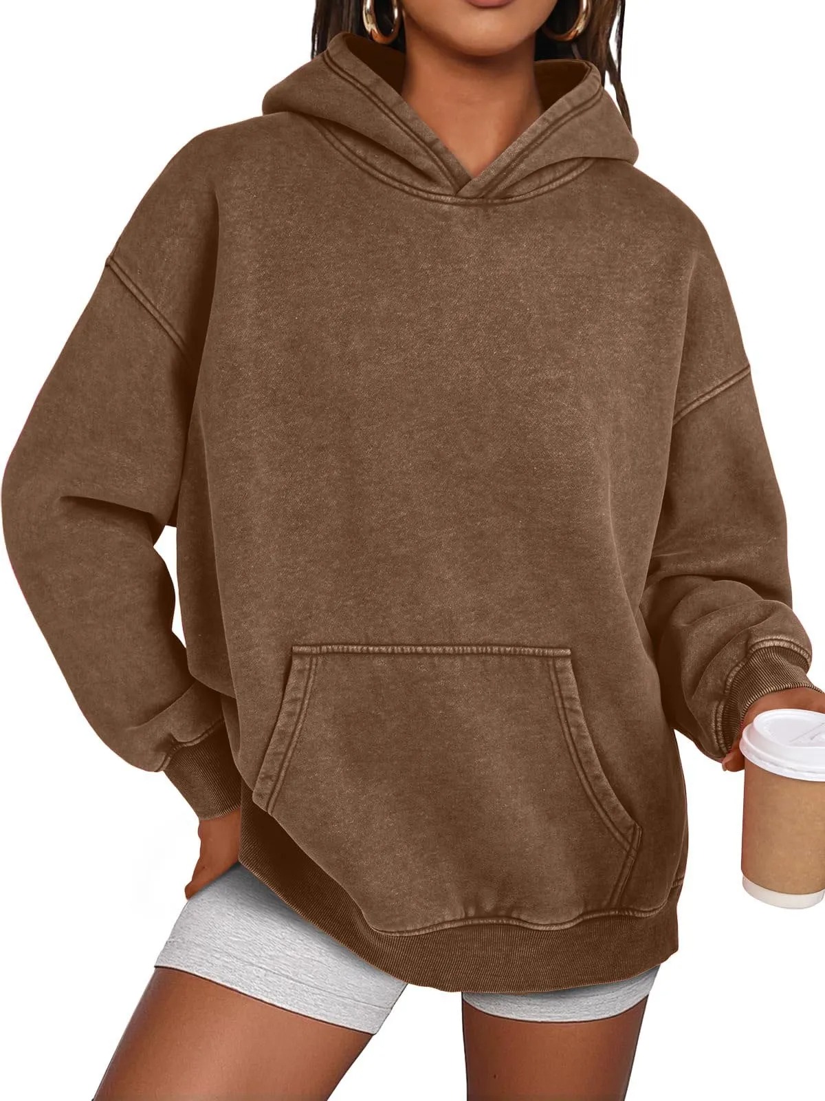 HOT SALE Womens Acid Wash Hoodie Oversized Long Sleeve Fall Fashion Sweatshirts
