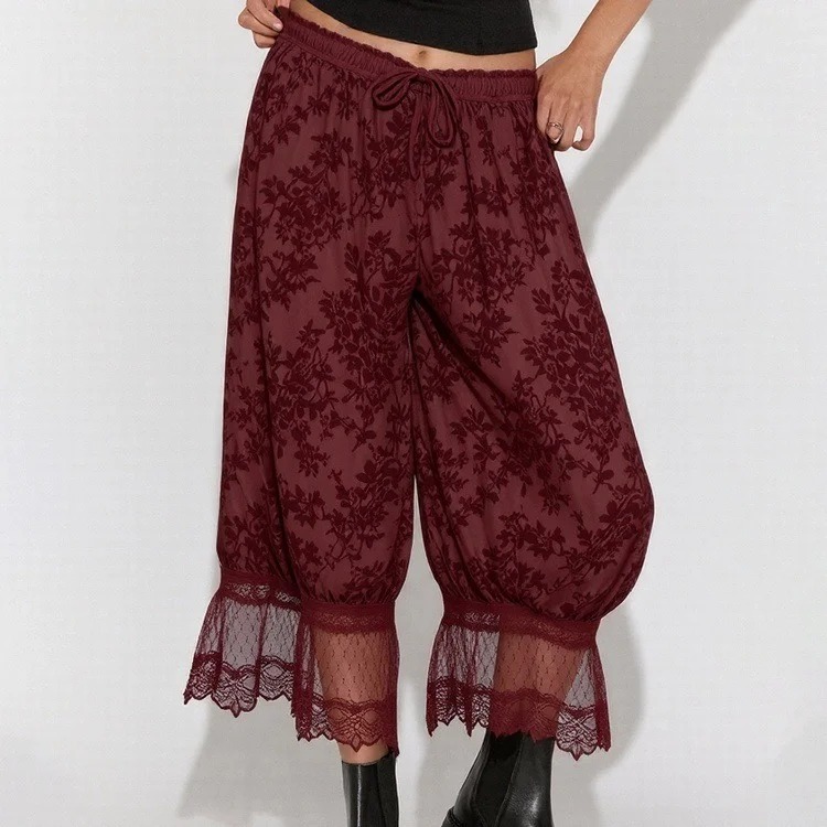 Women's Elegant Ruffled Lace Trim Bloomers Pants