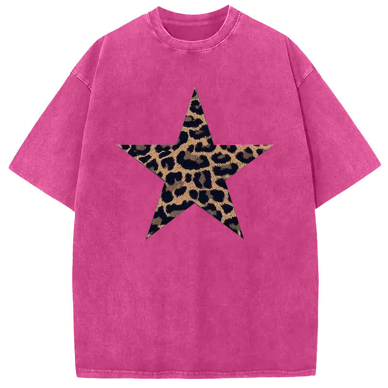 HOT SALE Acid Washed Shirts Five-Pointed Star Oversized Tee