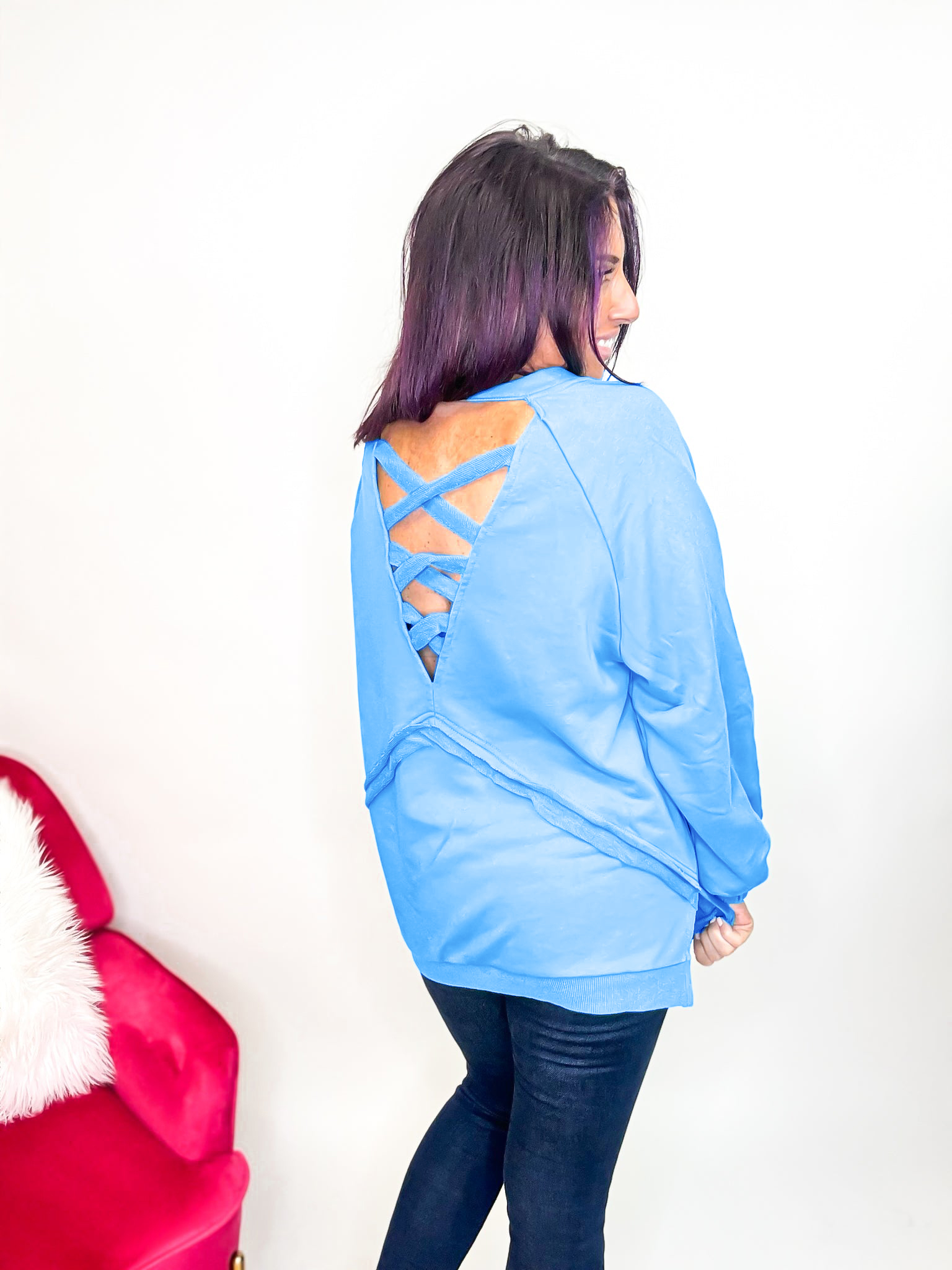 Cross Back Comfort French Terry Sweatshirt Hoodie