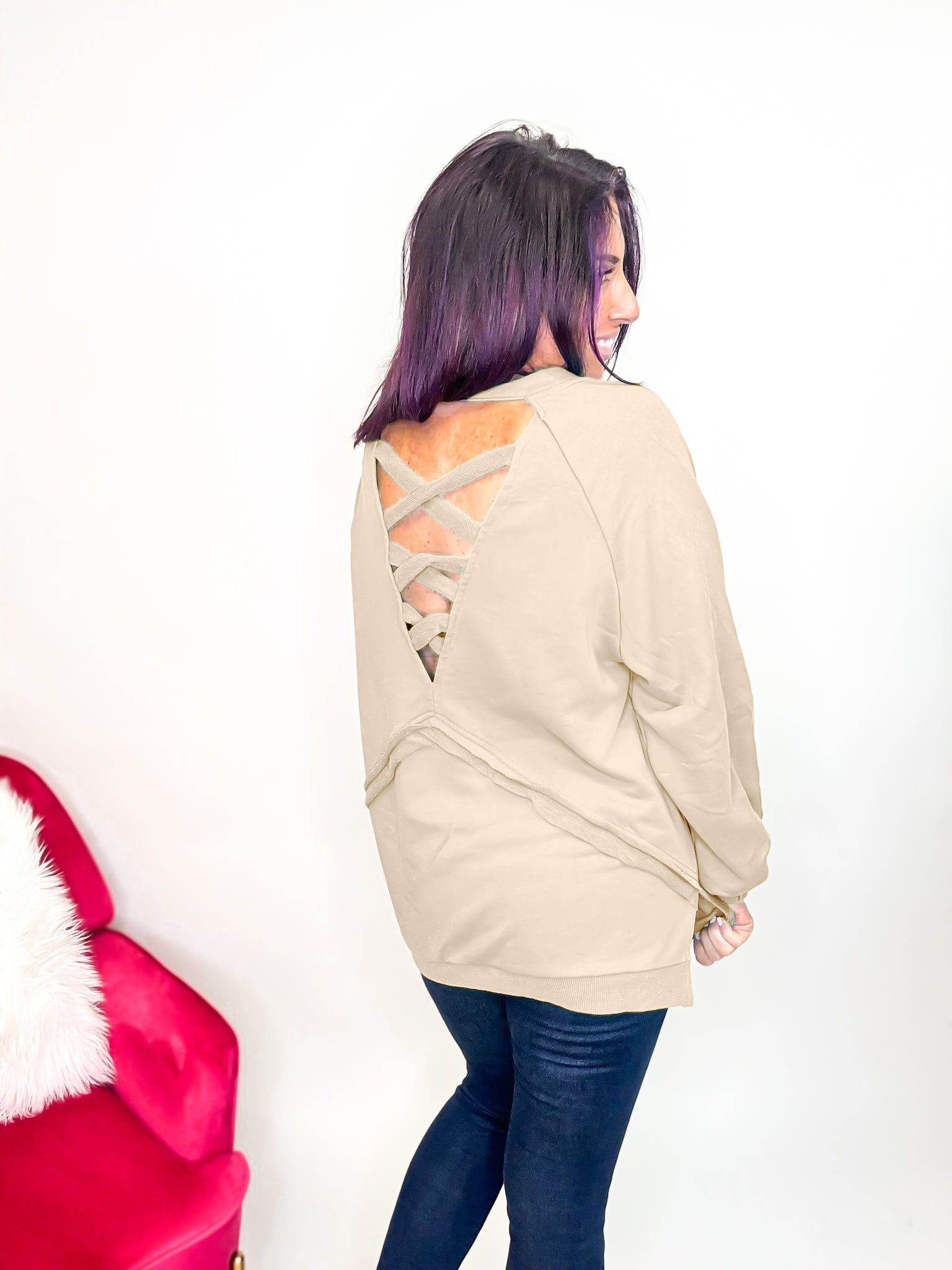 Cross Back Comfort French Terry Sweatshirt Hoodie