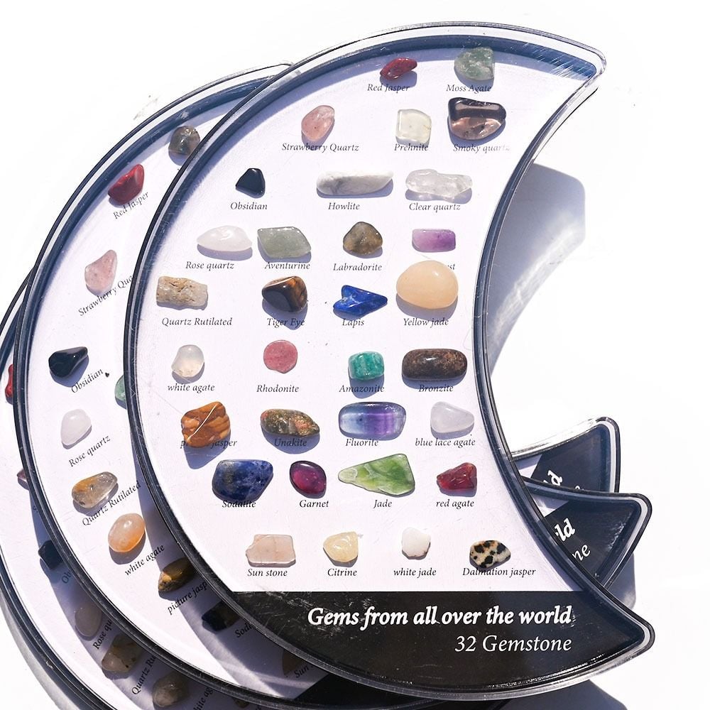 Stone of Power - Mineral Specimens Healing Crystal Moon Shape Box