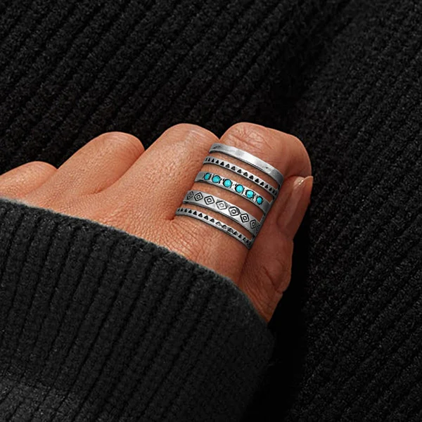 🔥Hot Sale 50% OFF🎁Sterling Silver Bohemian Openwork Carved Turquoise Ring