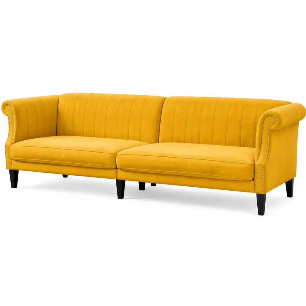 Divano 3 Posti in Velluto Giallo
