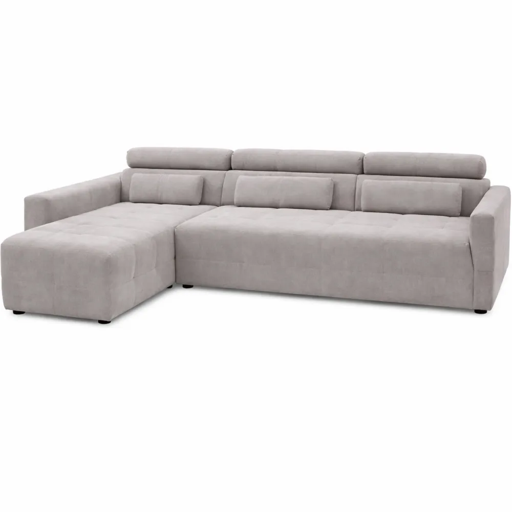 Divano angolare a L con schienale regolabile, 285 x 175 cm, grigio