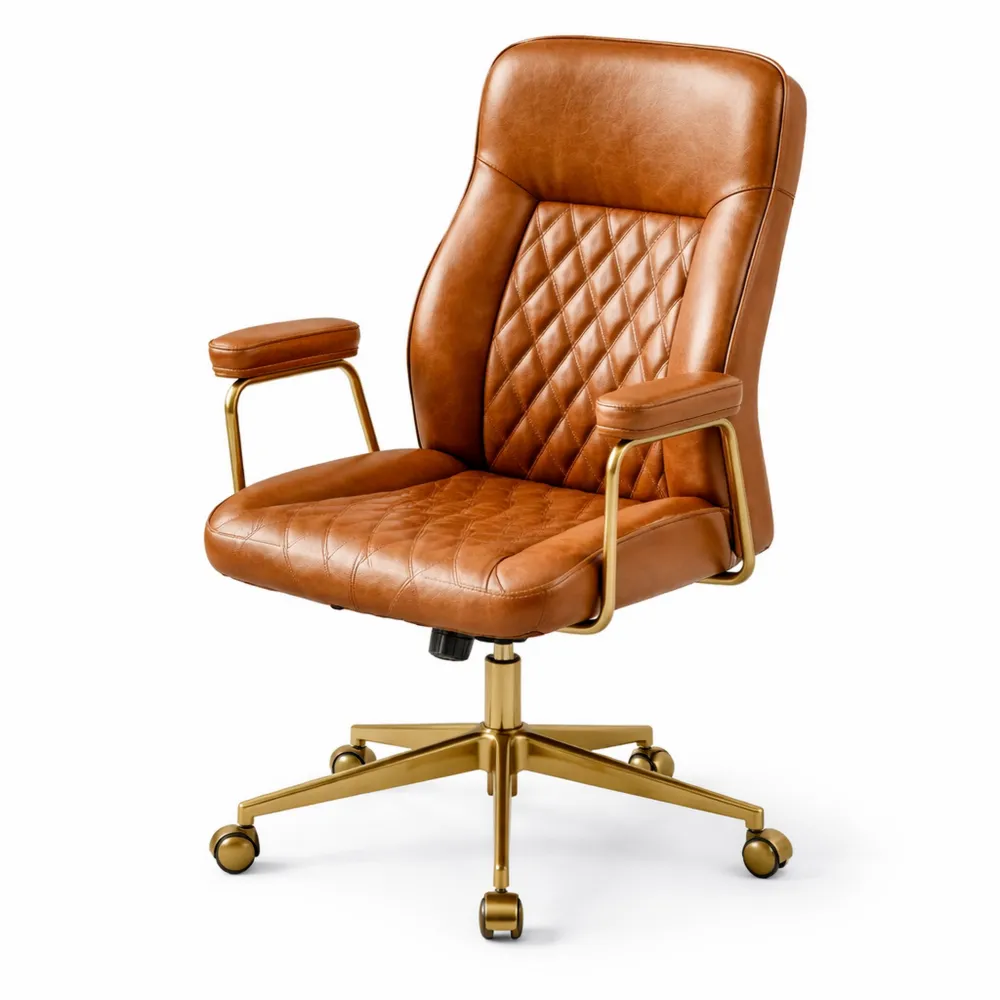 Poltrona Ergonomica in Pelle PU per Ufficio con Seduta Regolabile e Reclinabile