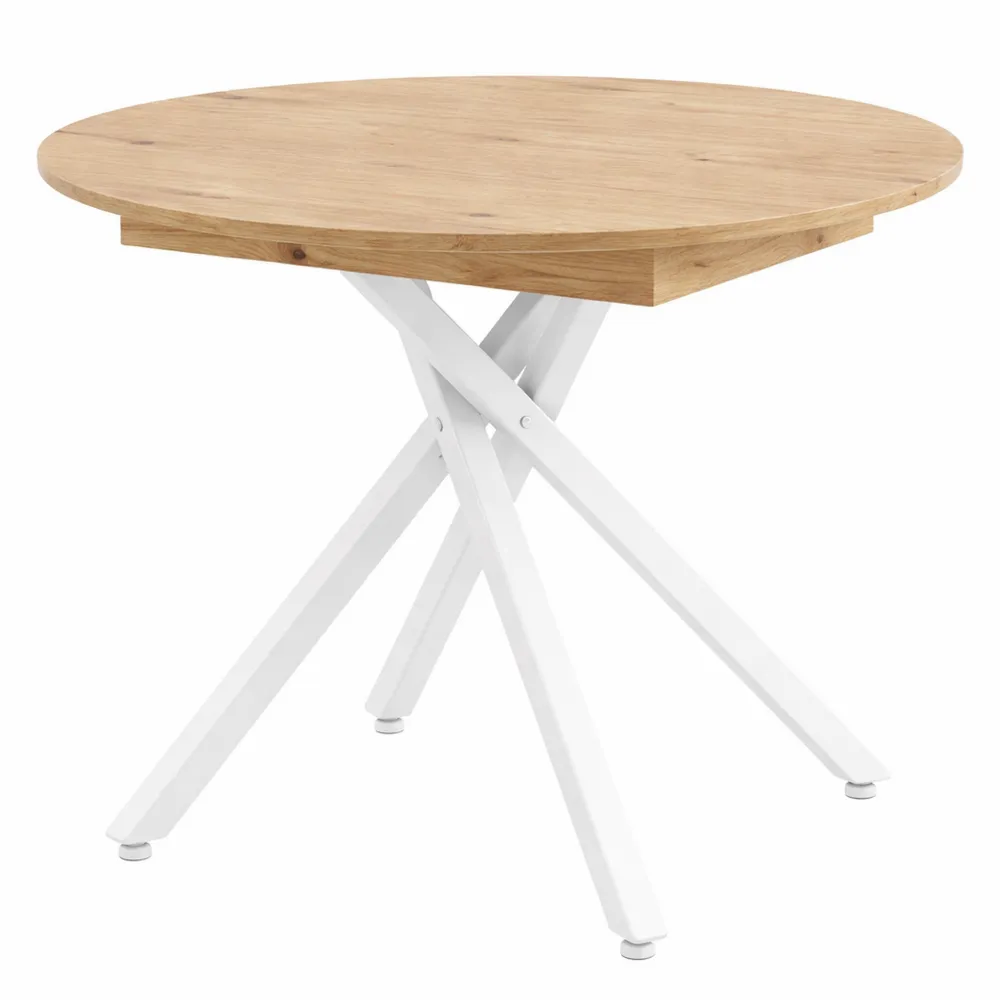 Tavolo da Pranzo Rotondo Allungabile e Pieghevole con Gambe Regolabili