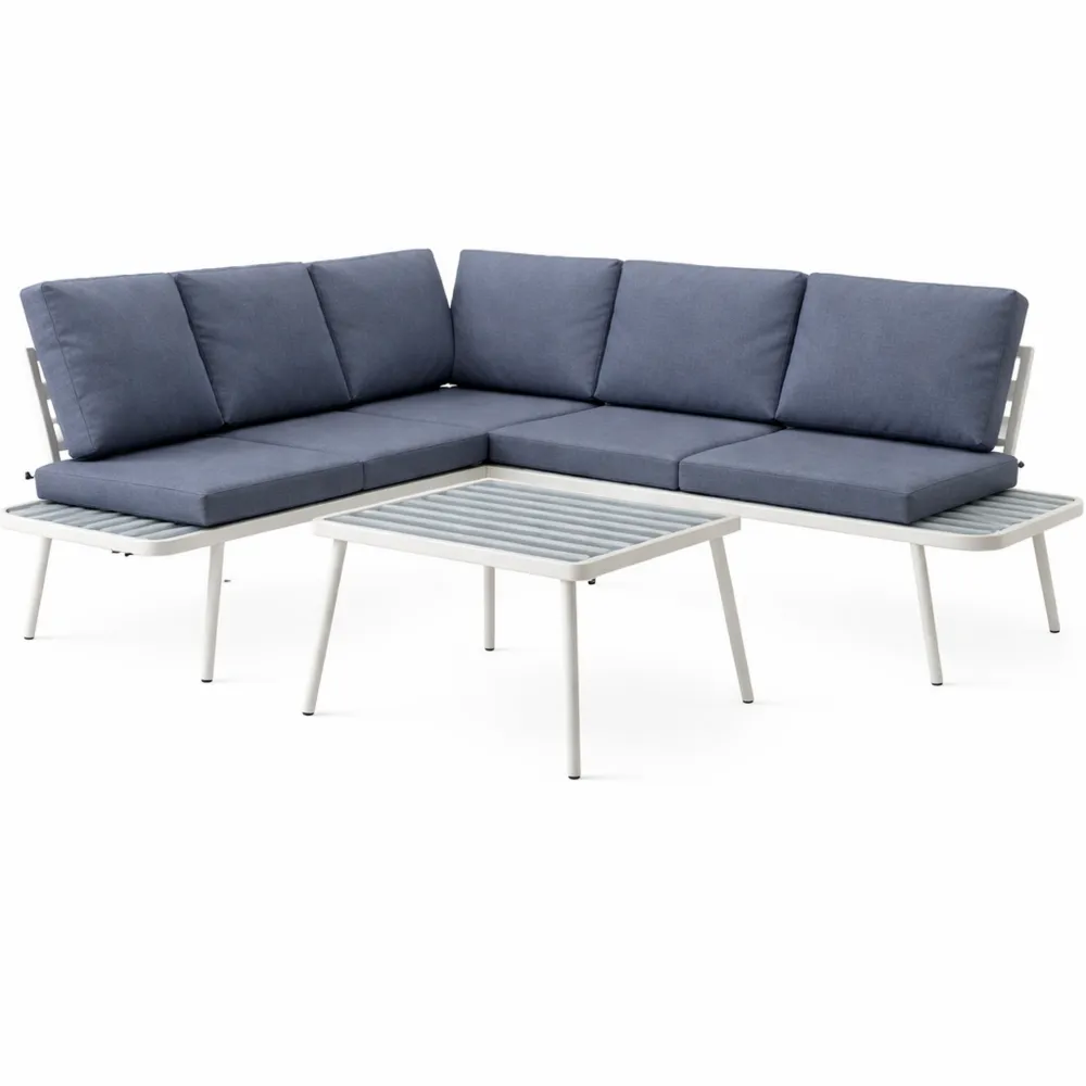 Set da Giardino 3 Pezzi con Divano Regolabile e Tavolino