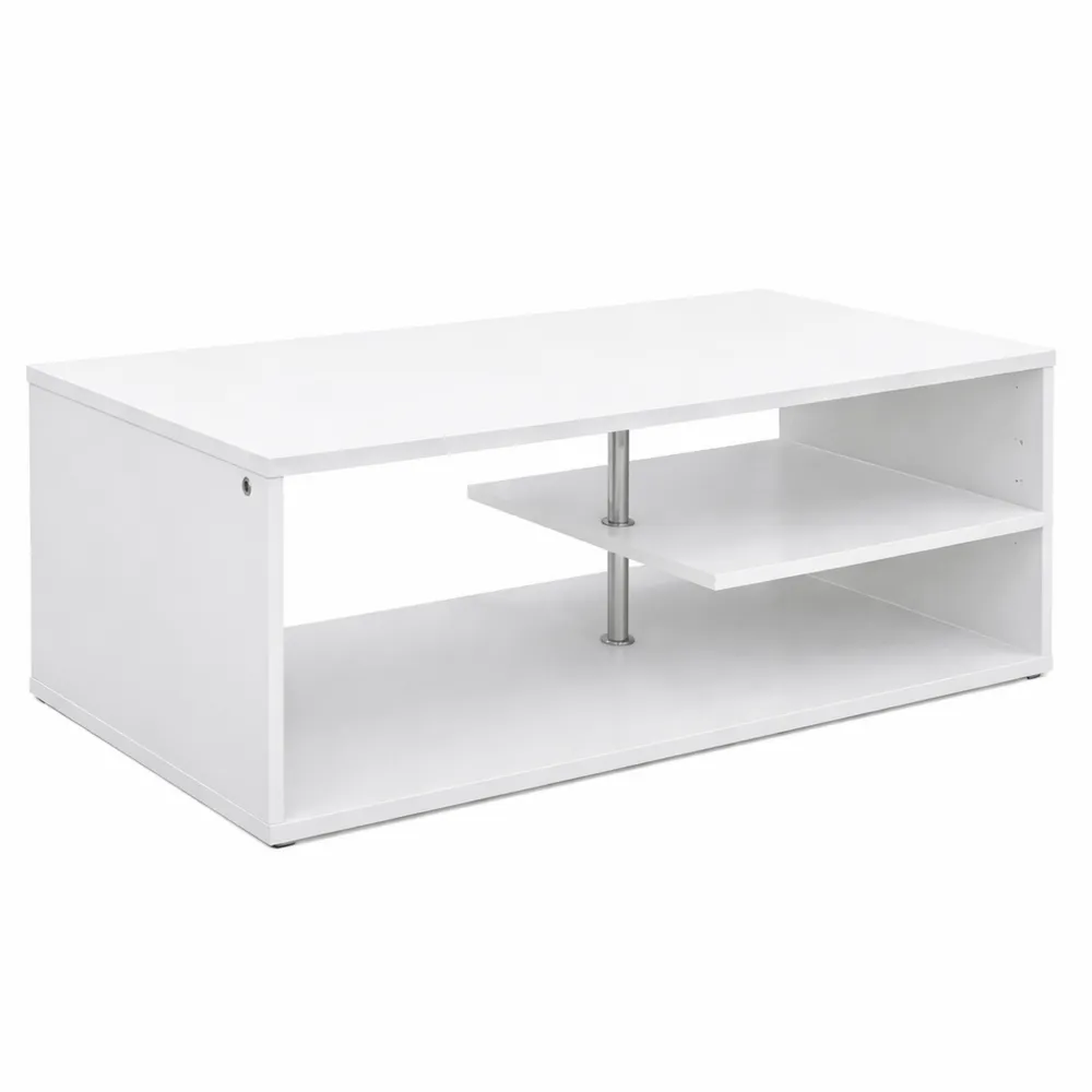 Tavolino da salotto moderno con doppio ripiano in legno