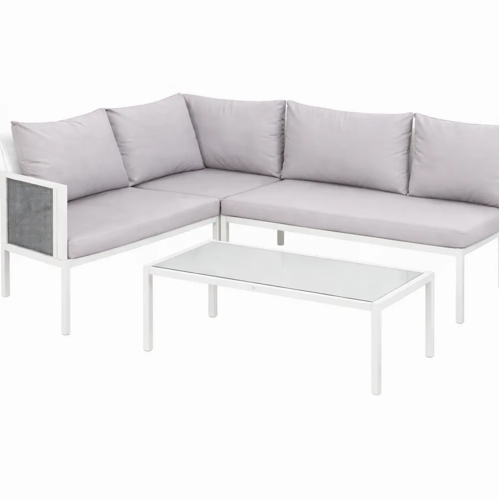 Set da Giardino con Divani e Tavolino in Vetro Temperato