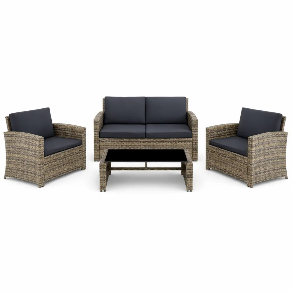 Set Salottino in Rattan per Giardino con Cuscini Comodi