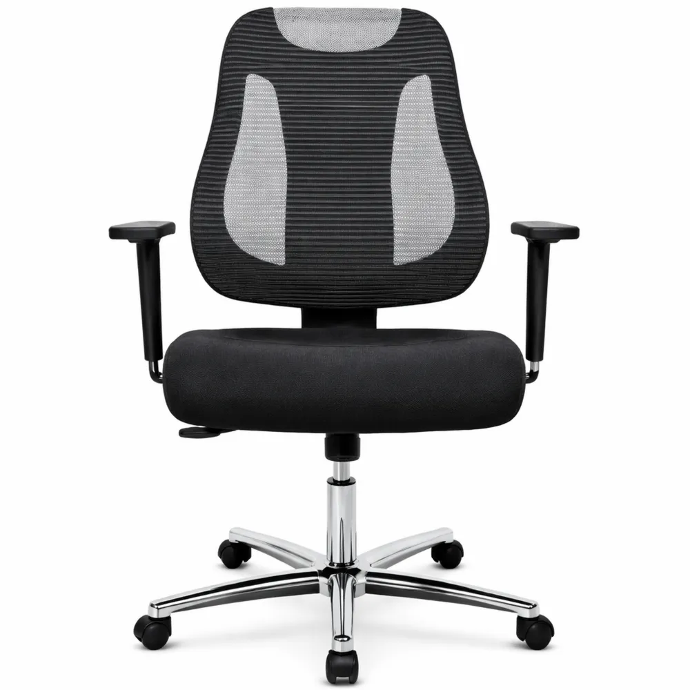 Sedia girevole ergonomica con braccioli regolabili, colori nero e antracite