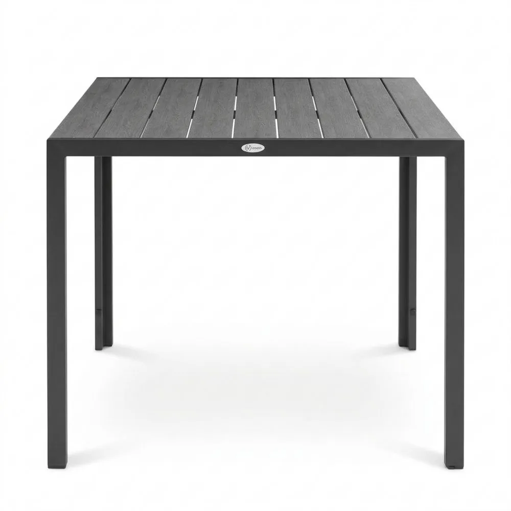 Höhenverstellbarer Gartentisch aus Aluminium und Polywood, 90x90 cm, für 4 Personen, wetterfest