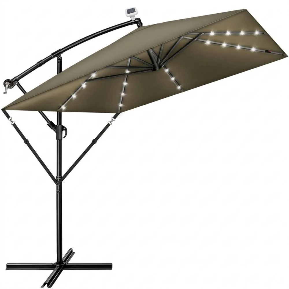 Rechteckiger Aluminium-Sonnenschirm 330 cm mit Abdeckung und Kurbel, UV-Schutz