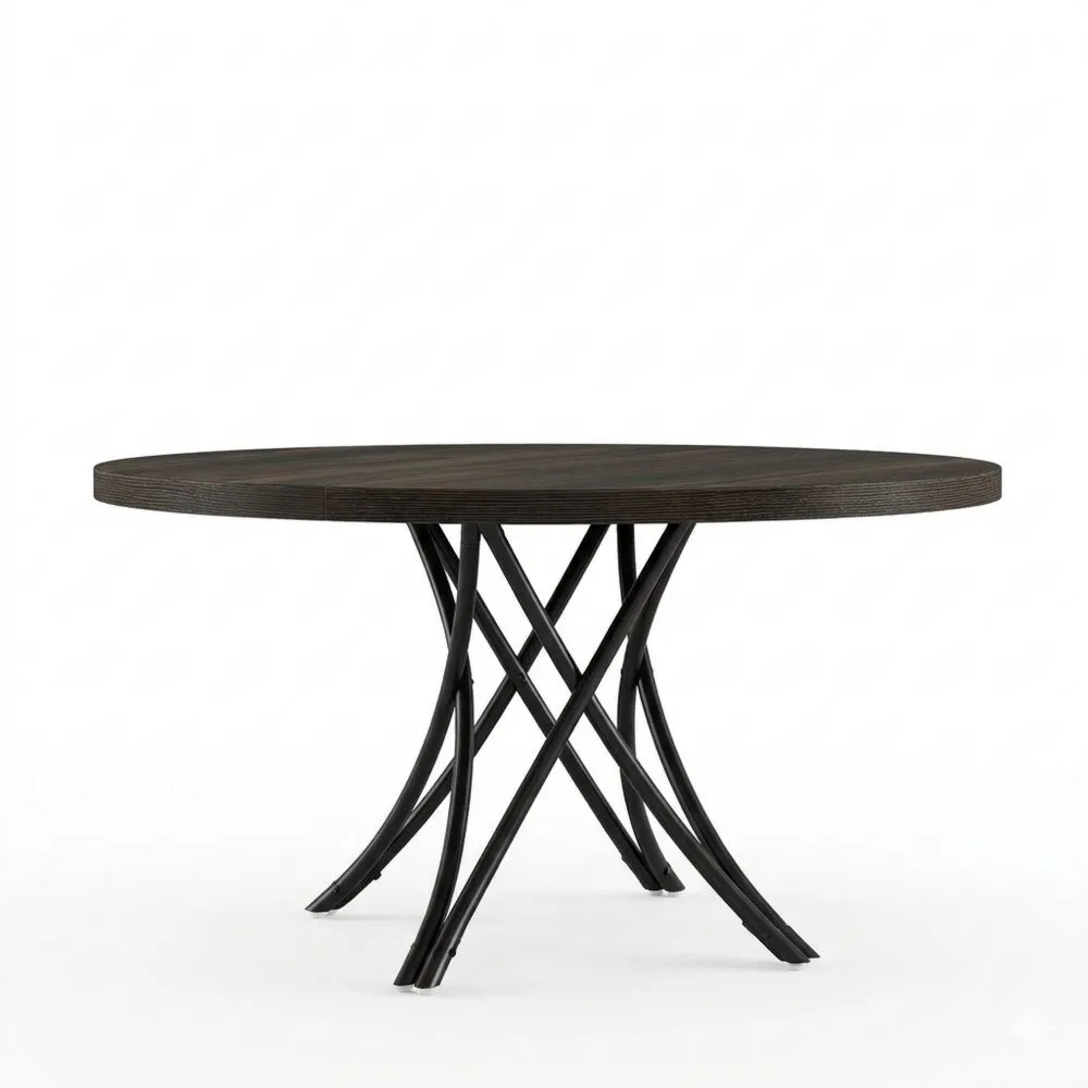 Moderner Esstisch mit gekreuzten Beinen, 4-6 Personen, Schwarz