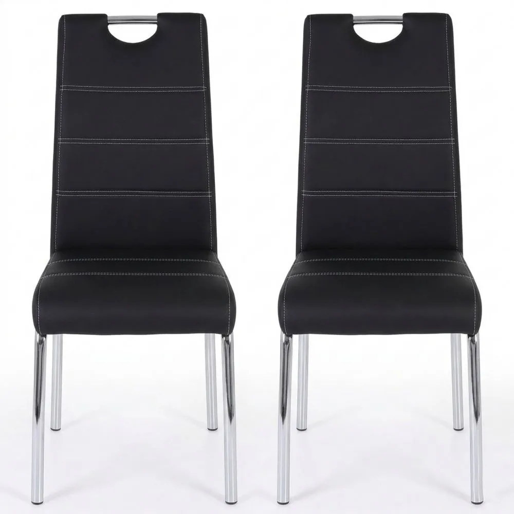 2er Set Esszimmerstühle mit Kunstlederbezug und Chromgestell