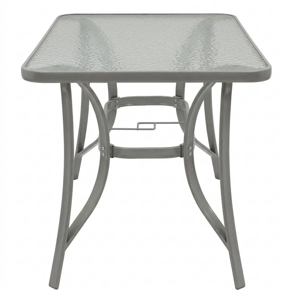 Rechteckiger Gartentisch 70x120 cm aus Metall mit Sicherheitsglas