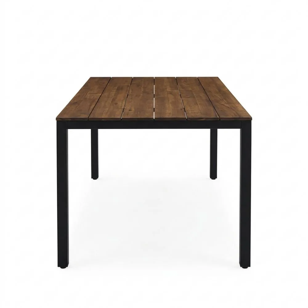 7-teiliges Gartenmöbel-Set in Holzoptik mit Tisch und 6 Stühlen, wetterfest