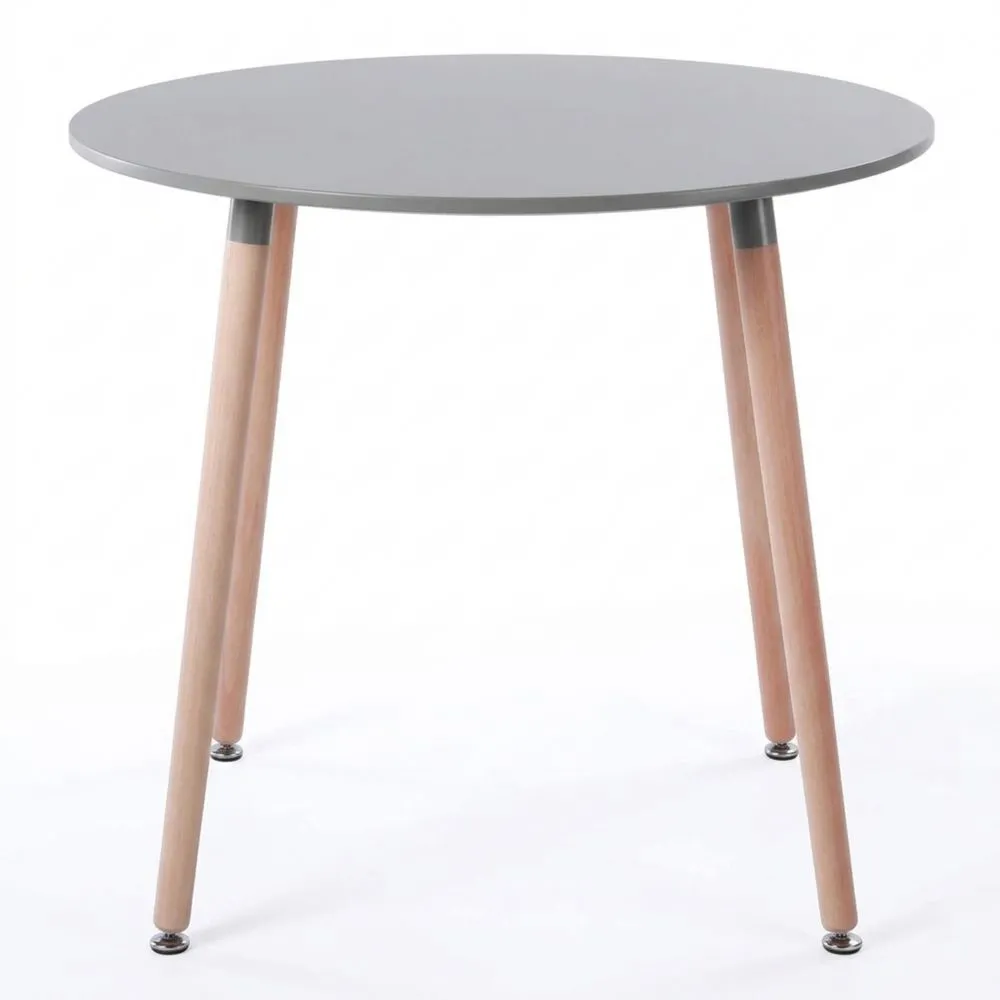 Moderner Runder Esstisch aus Holz, Grau, 80x80x75 cm