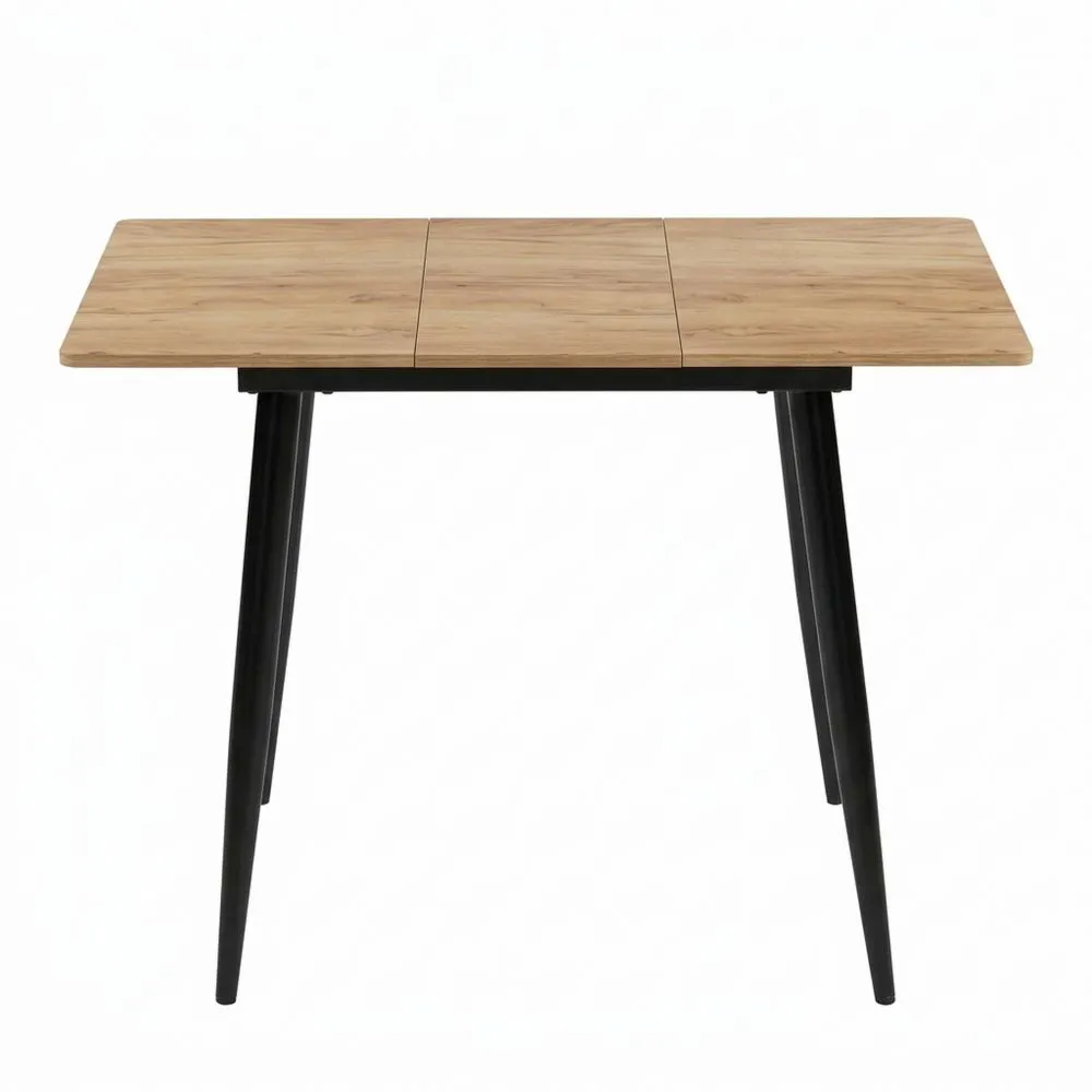 Ausziehbarer Ess- und Arbeitstisch, Eiche/Schwarz, 80 x 70 cm