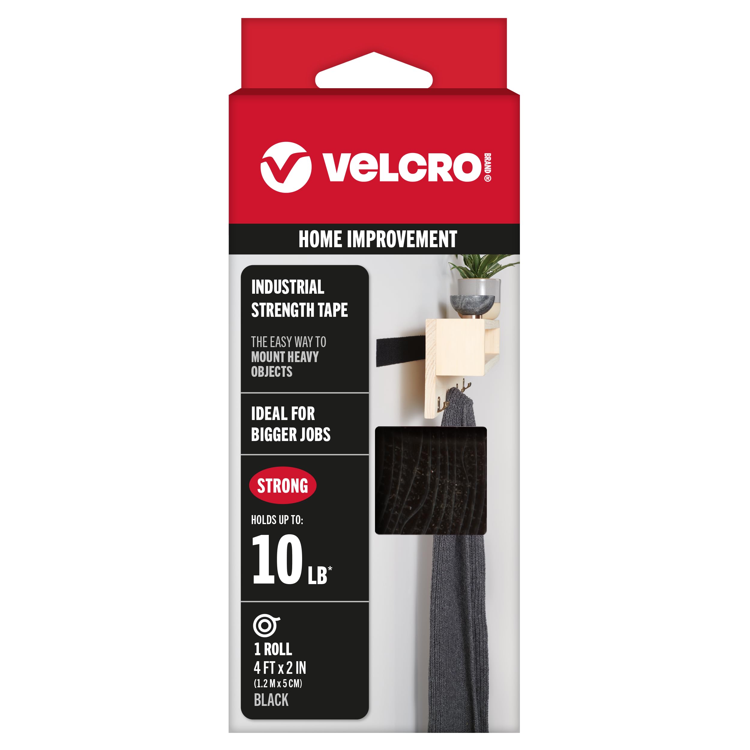 VELCRO Industrial Strength Self Adhesive Hook and Loop Strips, 8 Pack Holds 10lbs