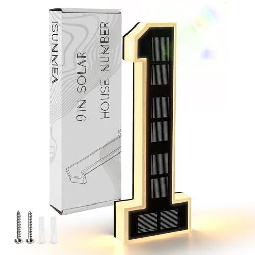 Solar LED House Numbers with Intelligent Light Control, IPX4 Waterproof Illuminated Address Sign