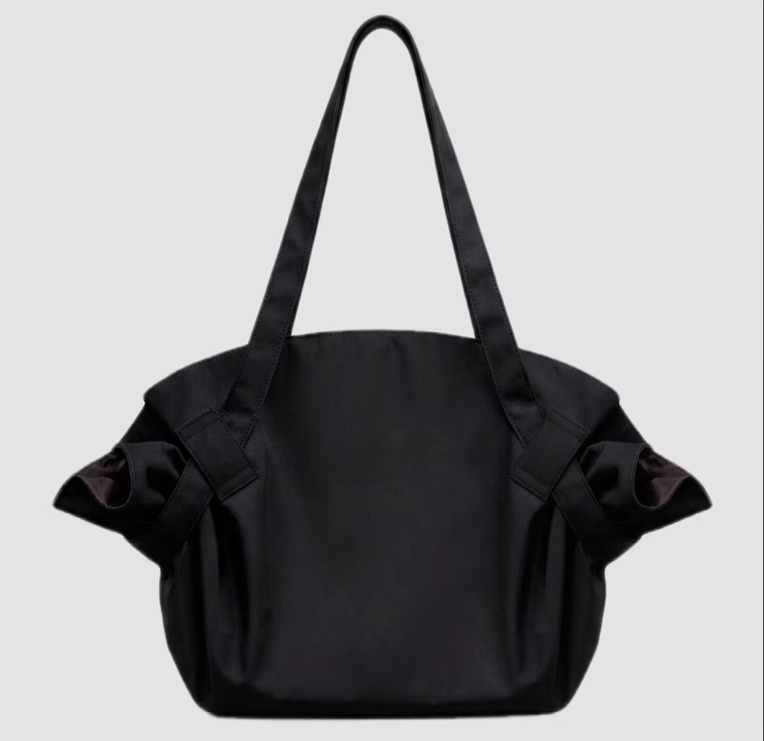 Minimalist Bow Nylon Shoulder Tote Bag for Daily Use