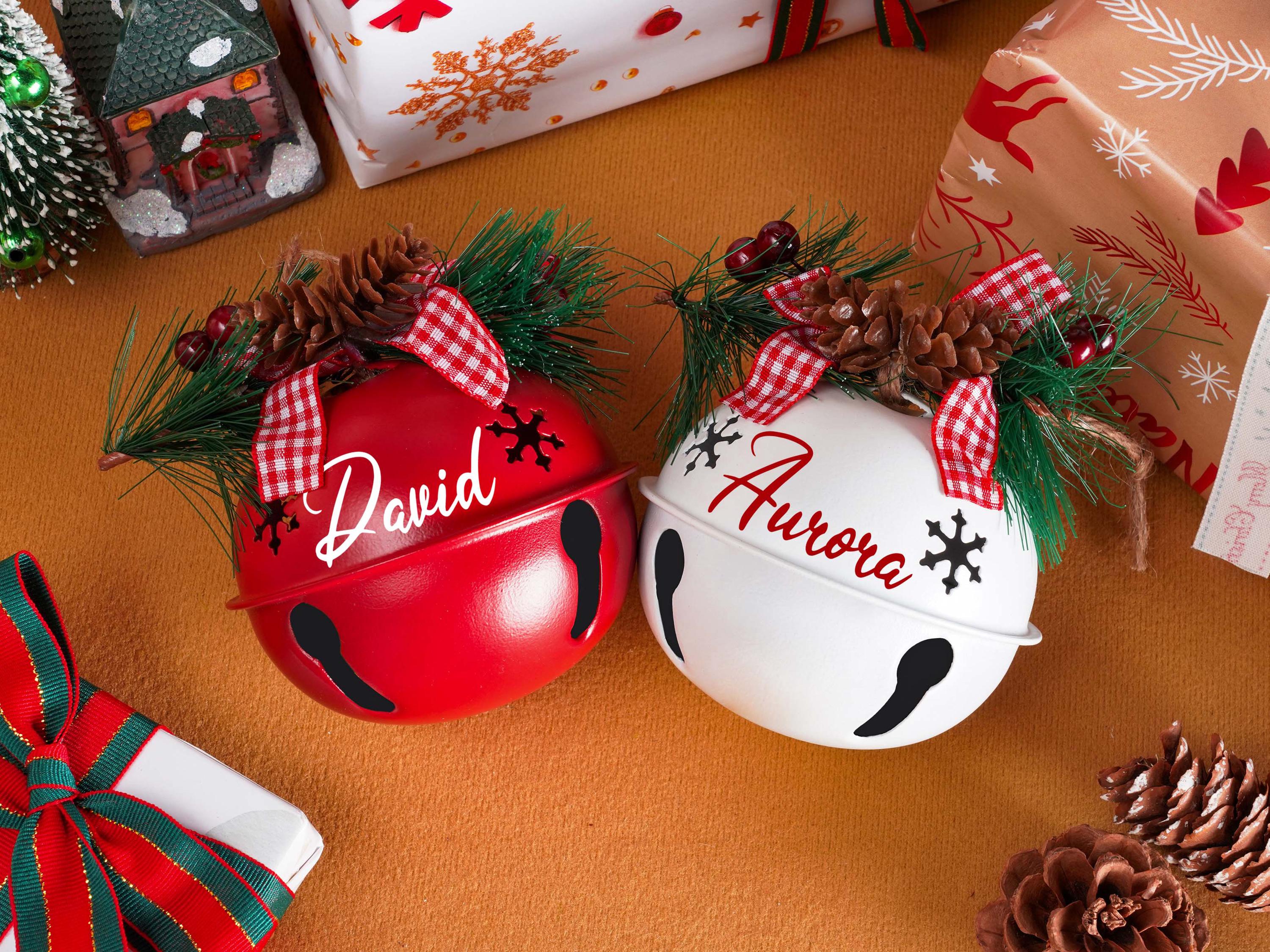 Personalized Christmas Bell Ornaments – Custom Name & Year Holiday Tree Decoration