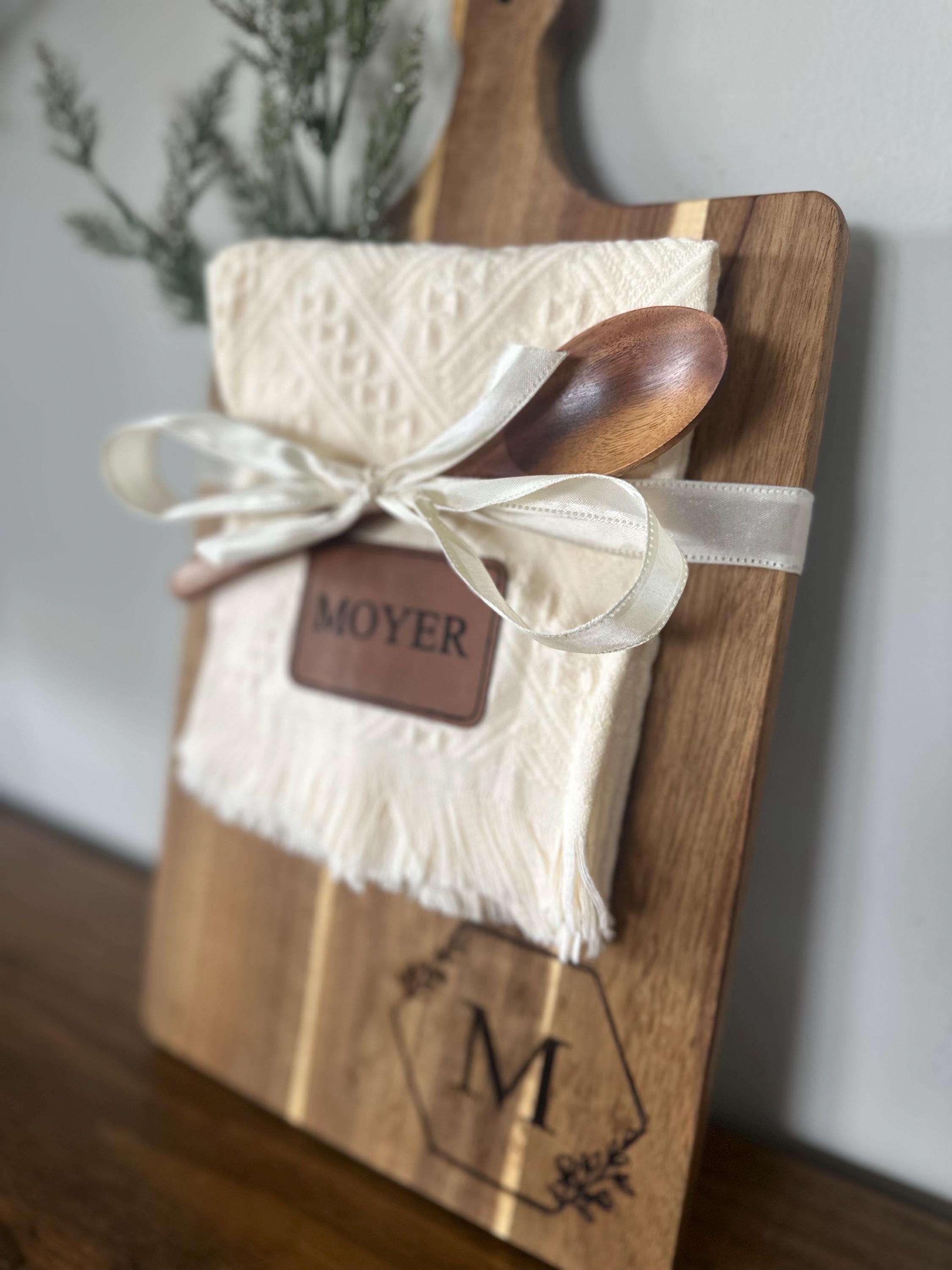 Personalized Wooden Serving Board & Spoon Gift Set