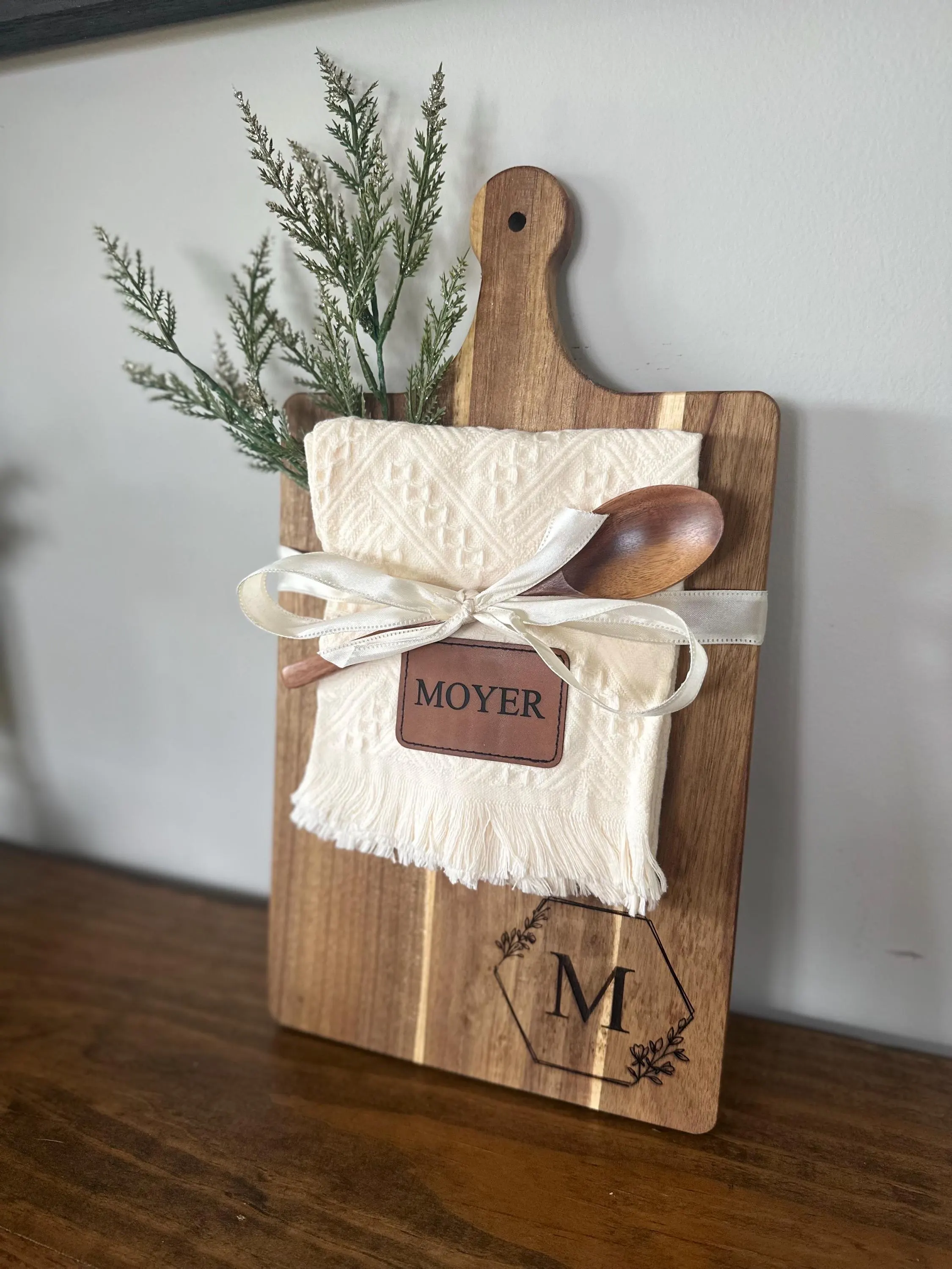 Personalized Wooden Serving Board & Spoon Gift Set