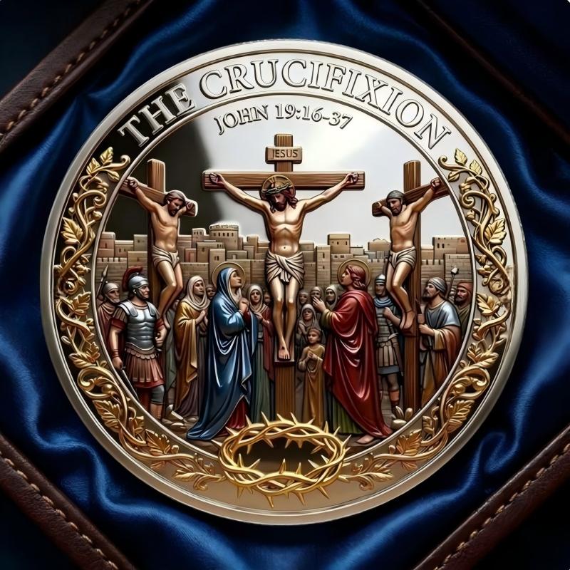 Jesus Crucifixion Christian Challenge Coin, Religious Collectible Faith Gift