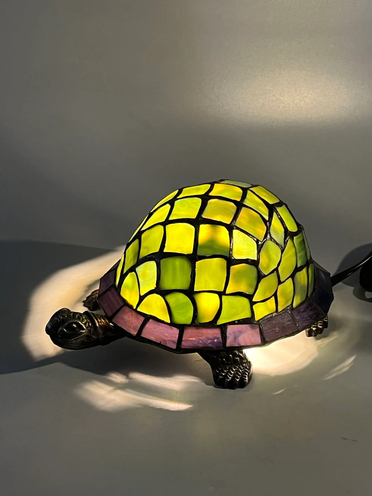 Turtle Shell Mosaic Table Lamp – Handmade Vintage Turtle Night Light