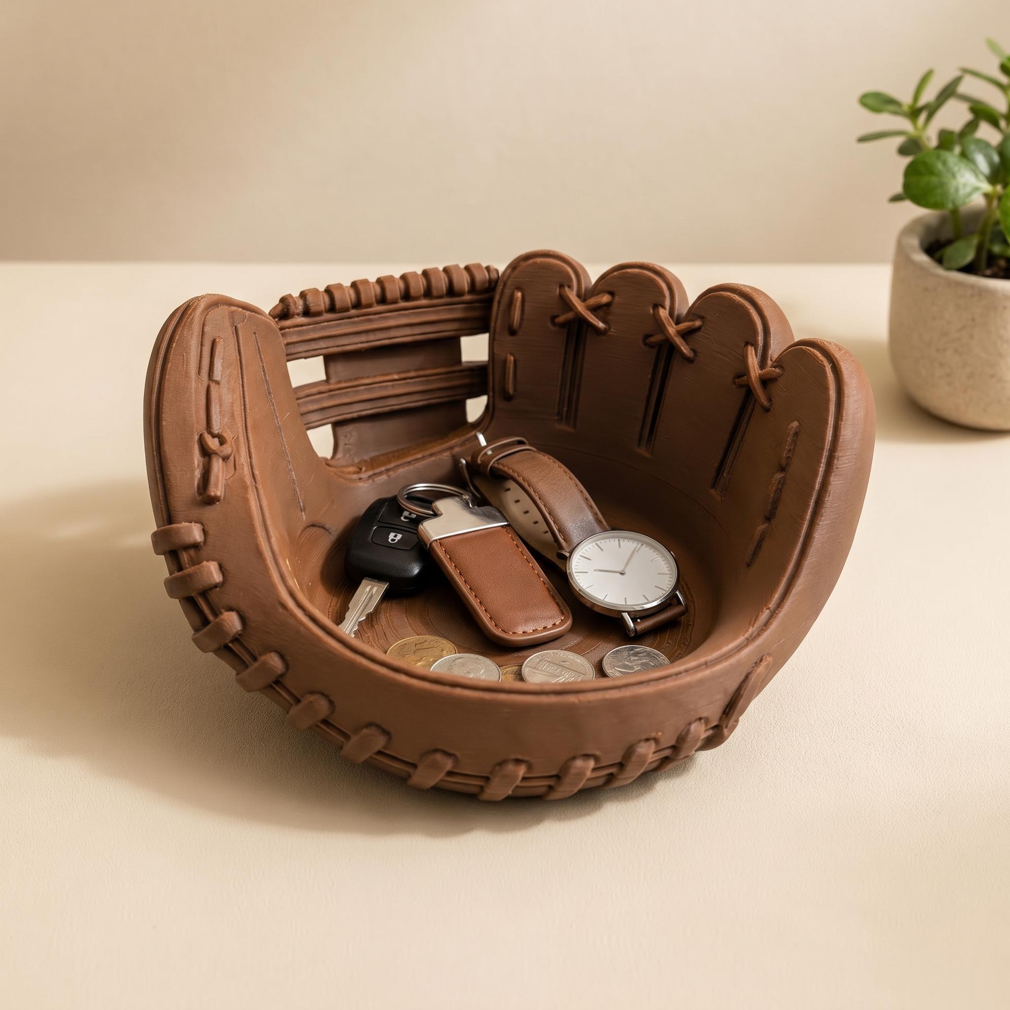 Baseball Glove Storage Bowl – Rustic Catch-All Tray for Keys, Coins & Accessories