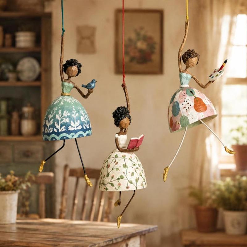 Handcrafted Hanging Garden Lady Figurine – Whimsical Floral Home Decor