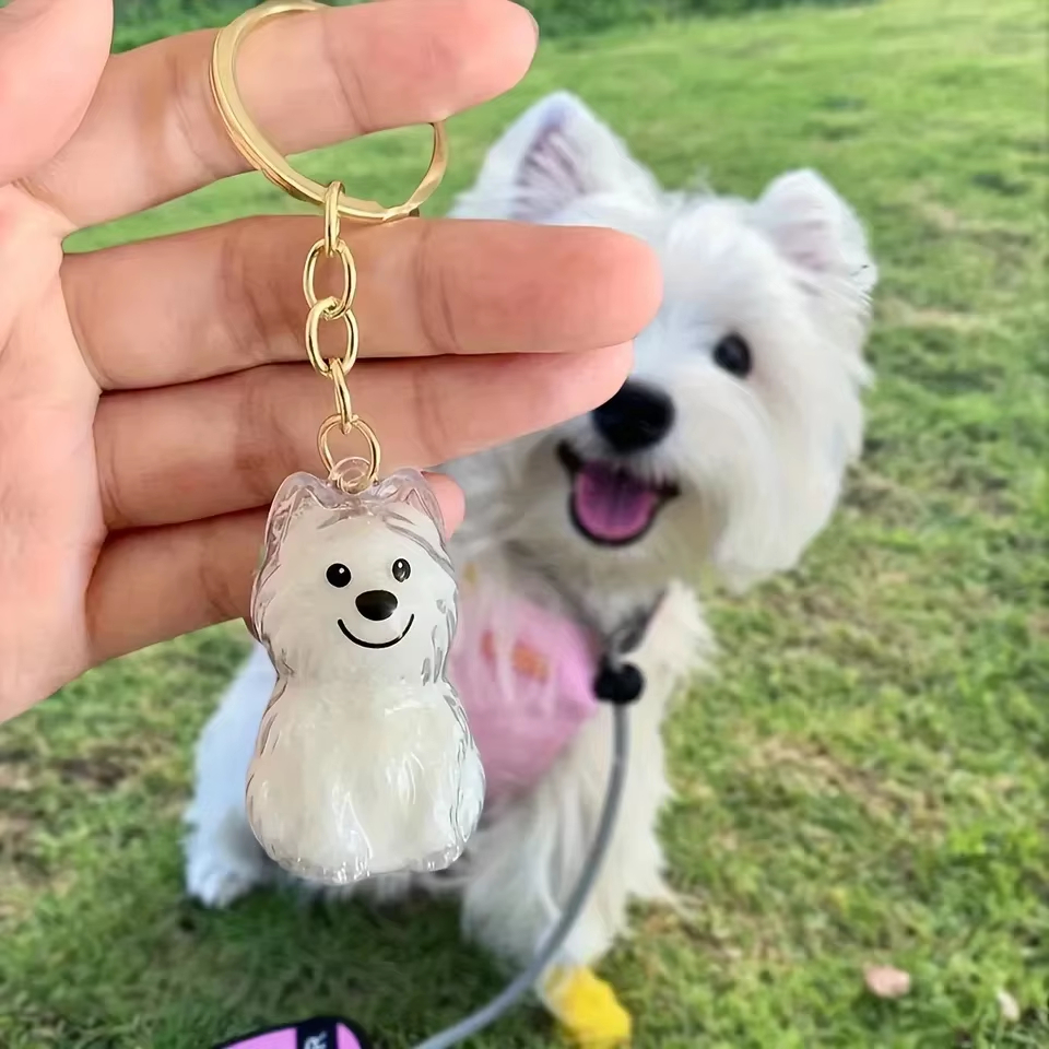 Cute Dog Keychain, Cartoon Puppy Acrylic Keychain, Kawaii Pet Bag Charm for Keys Backpack Purse