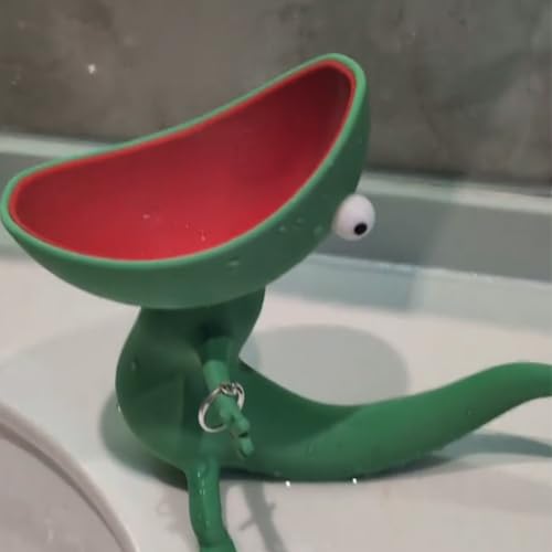 Funny Lizard Soap Dish, Self-Draining Bathroom Tray 