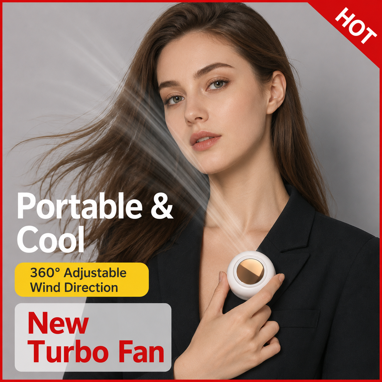 Portable Mini Turbo Fan, 360° Adjustable USB Rechargeable Personal Cooling Fan for Travel, Outdoor, Office