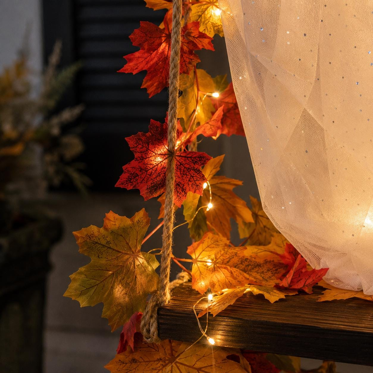 Lighted Halloween Ghost Swing Decoration – Glowing Ghost Hanging Porch & Yard Decor