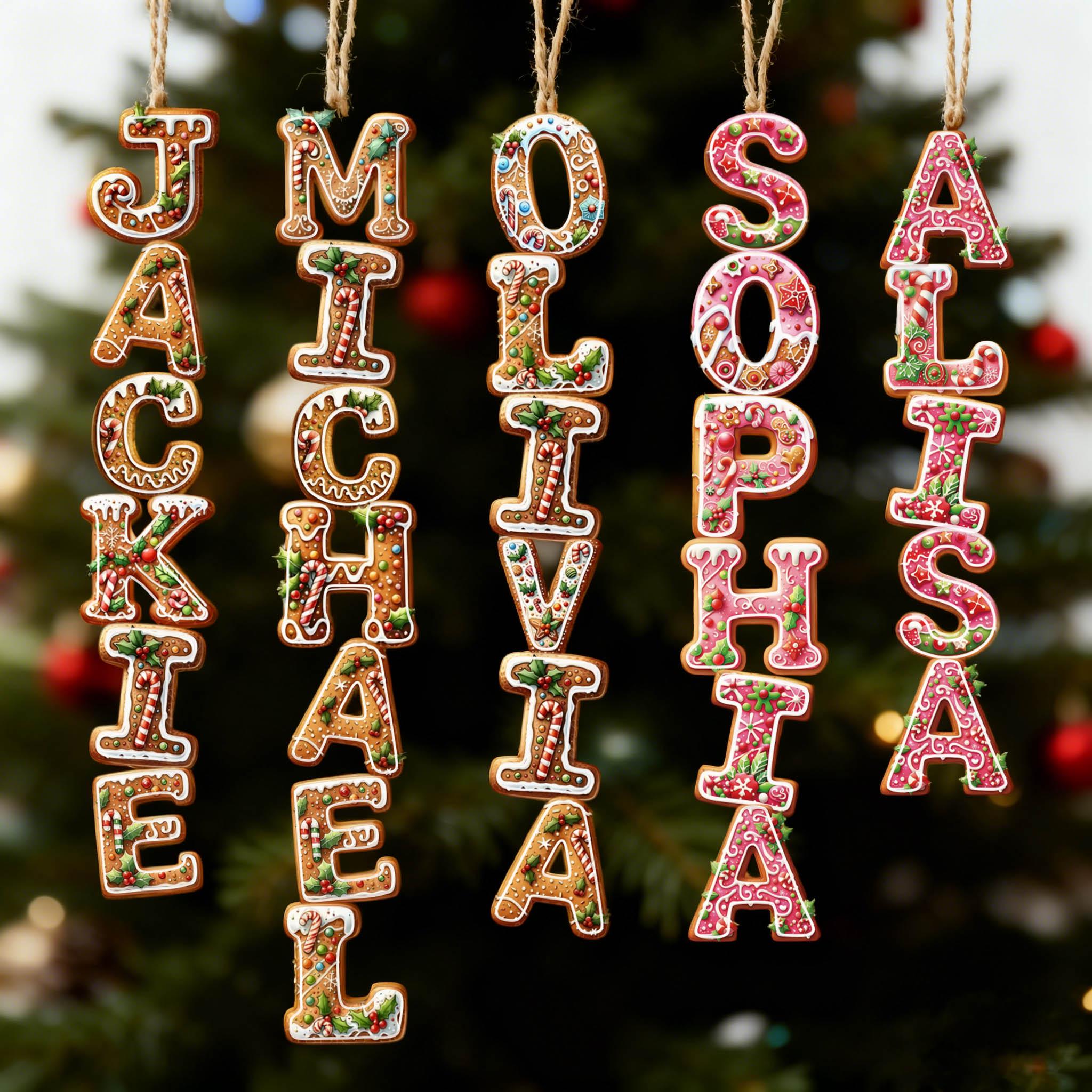 Personalized Christmas Name Ornaments – Festive Wooden Tree Hanging Decorations